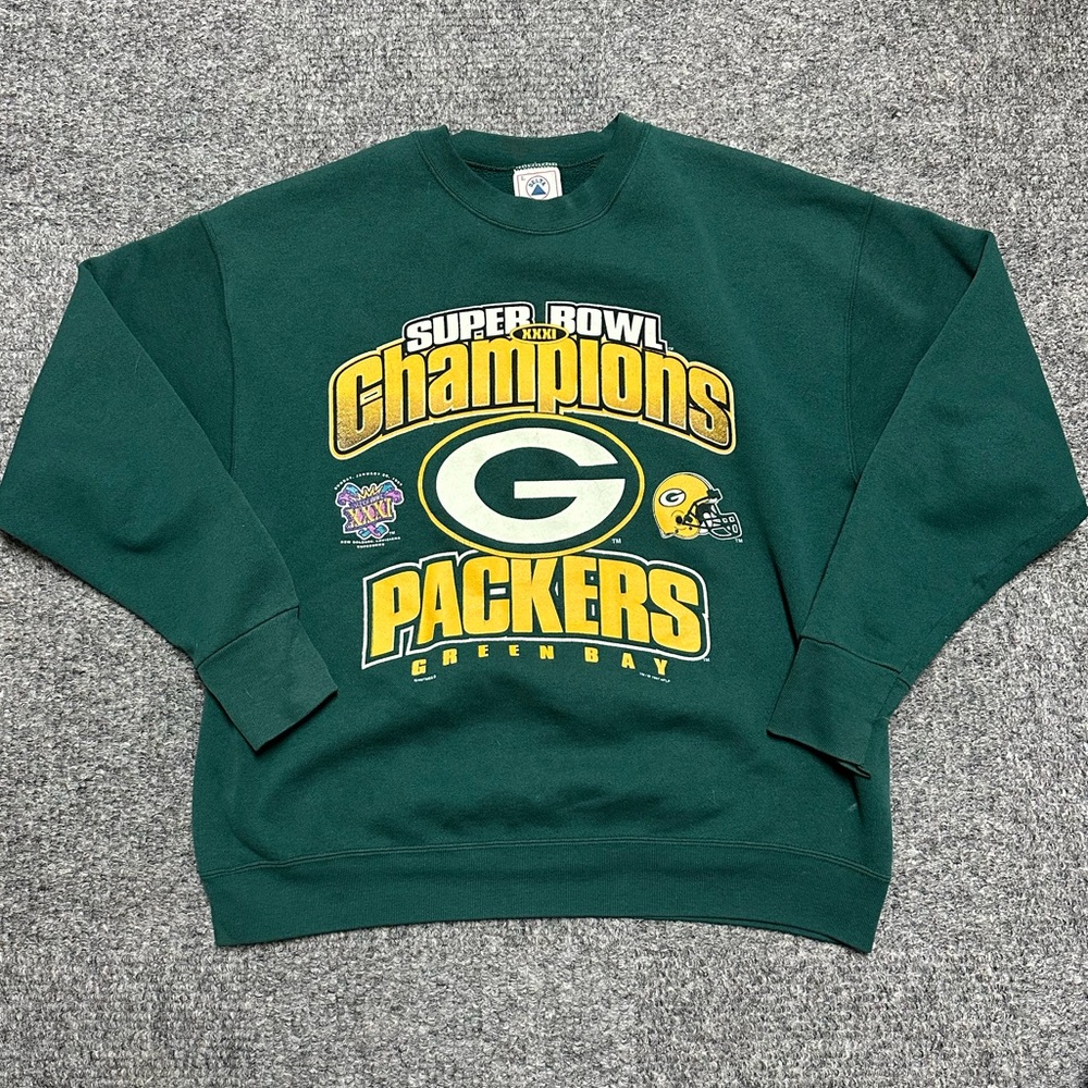 Vintage Green Bay Packers Super Bowl Champions Crewneck Sweatshirt size Large